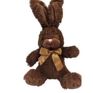 Animal Adventure Chocolate Brown Bunny Straight Up Ear Sitting Plush Stuffed 12"
